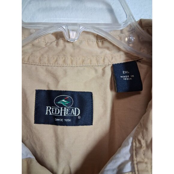 Redhead Button Down Shirt Short Sleeve Casual Yellow Men's Size 2XL - Picture 3 of 4